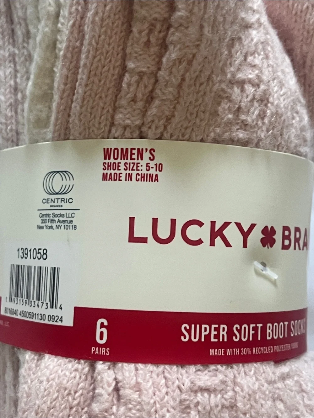 Lucky Brand Women's Super Soft Boot Socks - Pink and Cream